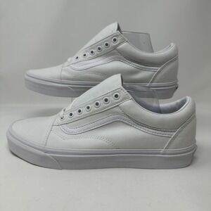 Vans Old Skool Shoes Mens Size 10.5 True White Canvas‎ Low Top Skate VN000D3HW00